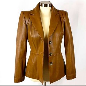 Neiman Marcus Exclusive Brown Lamb Leather Jacket.